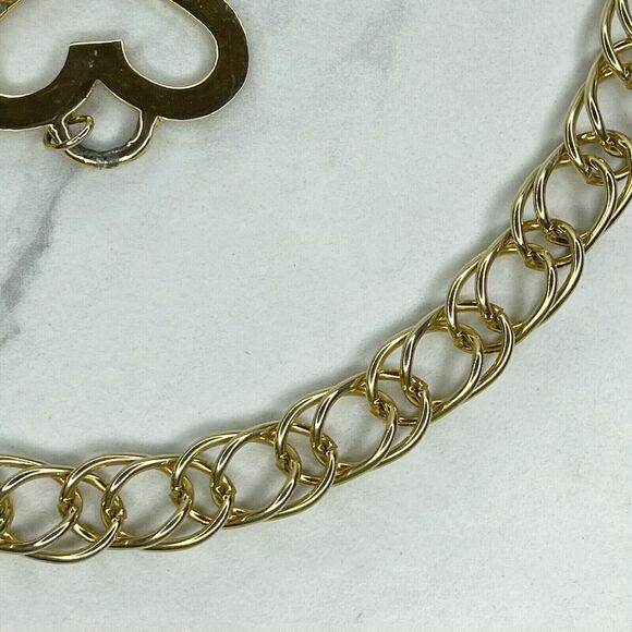Gold Tone Abstract Heart Chain Link Belt - Size XS/S - 32.5" Adjustable Metal - Picture 5 of 11